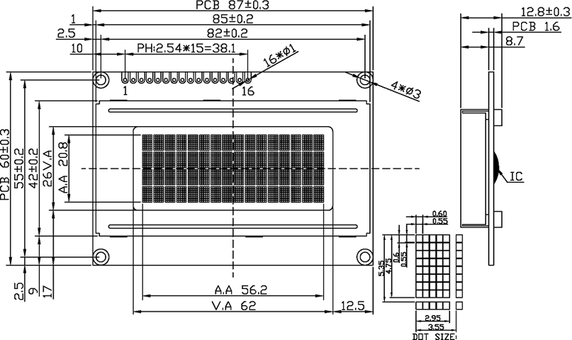Схема дисплея BLAZE BCB1604-01A