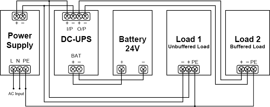 Типовая схема подключения контроллера DC-UPS