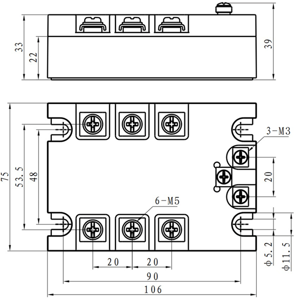 Габаритные размеры и посадочные места HHG1F-3