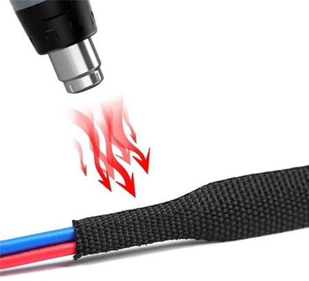 Кабельная защитная термоусаживаемая оплетка Woer. Усадка термофеном