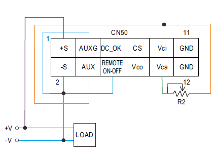 Wiring diagram of the output voltage programming function to increase