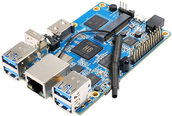 Orange Pi 3 - одноплатный компьютер на базе 4-ядерного процессора Allwinner H6