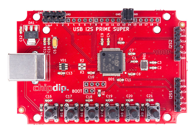 USB I2S преобразователь 32bit/96kHz, SUPER PRIME chipdip. Новинки собственного производства