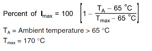 Calculation formula for current as a percentage of maximum current