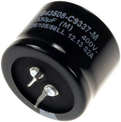 Appearance of an electrolytic capacitor with SNAP-IN leads