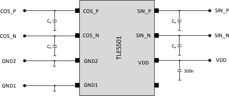 Типовая схема подключения TLE5501 E0001