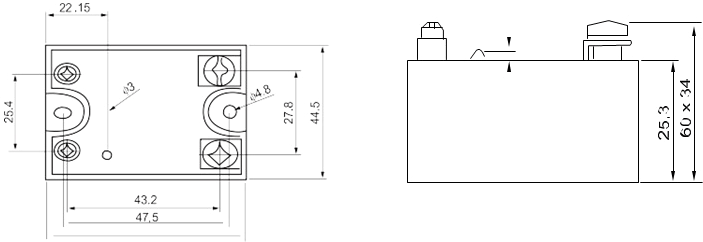 Размеры твердотельных реле Greegoo серии GDH