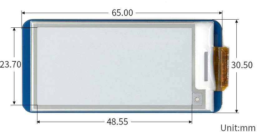 Размеры дисплея Pico-ePaper-2.13