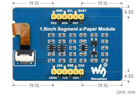 Размеры модуля 1.9inch Segment e-Paper Module