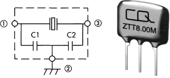 Внешний вид и схема керамических резонаторов серии ZTT