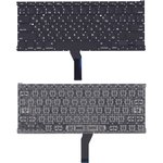 Клавиатура для ноутбука MacBook A1369 2011+ черная с подсветкой, плоский ENTER