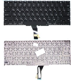 Клавиатура для ноутбука MacBook A1370 2011+ черная с подсветкой, плоский ENTER
