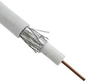 RG-6U white (100m), Коаксиальный кабель RG-6U , CCS/Al/Al, 0.7 мм, 75 Ом, бухта 100 м, белый