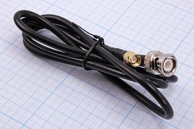 Высокочастотный переходник штекер BNC на штекер SMA, кабель RG58, длина1.0 м; Q-14627A шнур штек BNC-штек SMA\1,0м\Au/мет\\