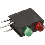 553-0212-200F, Green & Red Right Angle PCB LED Indicator, 2 LEDs, Through Hole 2.2 V