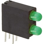 553-0222F, 553-0222F, Green Right Angle PCB LED Indicator, 2 LEDs, Through Hole 2.2 V