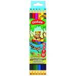 Набор цветных карандашей Creativiki, двусторонние, 6 штук, 12 цветов, шестигранные, дерево КЦД06КР