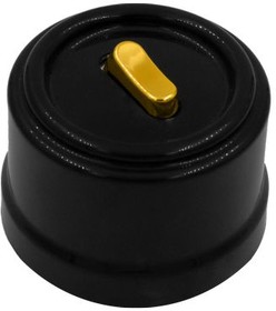 BIRONI Лизетта Пластик Черный Выключатель проходной 1-кл (клавишный), ручка Золото