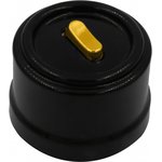 BIRONI Лизетта Пластик Черный Выключатель кнопочный 1-кл (клавишный), ручка Золото