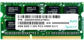 Фото 1/5 Оперативная память Apacer 8Gb DDR3 1600MHz (pc-12800) SO-DIMM 1,35V Retail AS08GFA60CATBGJ/ DV.08G2K.KAM