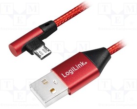 CU0149, Кабель; USB 2.0; вилка USB A,угловая вилка micro USB B; 0,3м