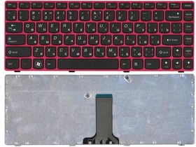 Клавиатура для ноутбука Lenovo IdeaPad Z470 G470AH G470GH Z370 черная с красной рамкой