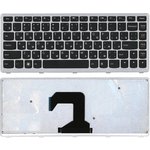 Клавиатура для ноутбука Lenovo IdeaPad U410 черная с серебристой рамкой