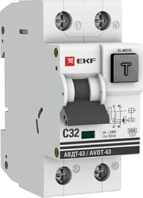 Фото 1/7 Выключатель автоматический дифференциального тока 32А 30мА тип AC 6кА АВДТ-63 электромех. PROxima EKF DA63-32-30-AC