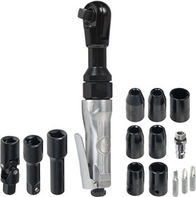 Фото 1/6 ATAZ020, Трещотка пневматическая 1/2", 61Нм с головками 17 предметов кейс