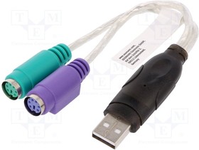 DA-70118, Кабель USB-PS2 PS/2 гнездо x2,вилка USB A USB 1.1