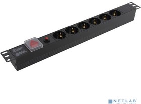 Exegate EX280830RUS Блок розеток ExeGate ServerPro PDU-19H605 Al-6S-C14-SW-O, 19",1U,алюм, 6Schuko, С14, защ перегр | купить в розницу и оптом