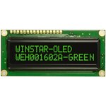 WEH001602AGPP5N00001 (WEH001602AGPP5N00100), OLED индикатор 1602 зеленый 80х36 мм
