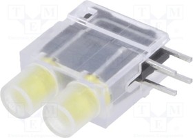 DBKD211, LED; в корпусе; желтый; 3,9мм; Кол-во диод:2; 20мА; 40°; 2,1В; 25мкд