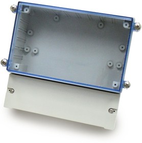 DC001CBUNO, (166х161х93мм), Двухсекционный корпус IP65 с прозрачной синей крышкой на винтах, база ABS светло-серая, крышка из поликарбоната