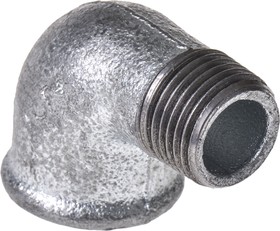 Фото 1/3 770092204, Galvanised Malleable Iron Fitting, 90° Elbow, Male BSPT 1/2in to Female BSPP 1/2in