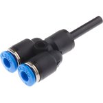 QSY-4H, QSY Series Y Tube-to-Tube Adaptor, Push In 4 mm to Push In 4 mm ...