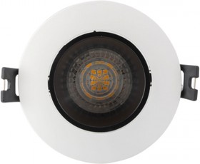 Фото 1/3 Denkirs DK3020-WB Встраиваемый светильник, IP 20, 10 Вт, GU5.3, LED, белый/черный, пластик