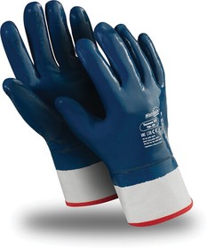 Перчатки хлопковые MANIPULA ТЕХНИК КП, нитриловое покрытие (облив) р-р 10 (XL), синие, TN-01/MG-224
