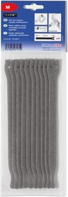 130-00006 TEXTIE 1M-PA66/PP-GY, Cable Tie, Hook and Loop, 1m x 12.5 mm, Grey PA (Loop), PP (Hook), Pk-1