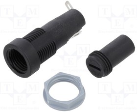 Фото 1/2 502610, Гнездо; 5x20мм; 10А; на панель; Отв: O12,7мм; Выводы: под пайку