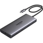 15534_, Разветвитель USB UGREEN CM639 (15534) USB3.0/USB2.0/ HDMI/RJ45,серый