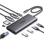 15534_, Разветвитель USB UGREEN CM639 (15534) USB3.0/USB2.0/ HDMI/RJ45,серый
