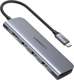Фото 1/10 Разветвитель UGREEN CM195 (70410) USB-Хаб,USB3.0/ HDMI/TF/SD,серый космос