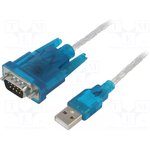 AK-CO-02, Конвертор USB-RS232, D-Sub 9pin вилка, вилка USB A, 1м