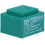 TEZ1.5/D230/7.5V, Трансформатор: залитый, 1,5ВА, 230ВAC, 7,5В, 200мА, PCB, IP00, 70г