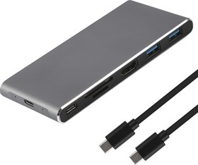 Фото 1/5 Multiport SSD adapter Red Line Type-C 7 in 1 с проводом, алюминий, серый
