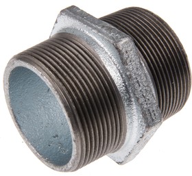 Фото 1/2 770280209, Galvanised Malleable Iron Fitting Hexagon Nipple, Male BSPT 2in to Male BSPT 2in