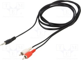CV212-1.5, Cable; Jack 3.5mm plug,RCA plug x2; 1.5m; black; PVC