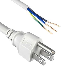 211012-06, Cable; 3x18AWG; NEMA 5-15 (B) plug,wires; PVC; 2.4m; grey; 10A