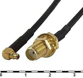 Переходник антенный угловой MMCX-SMA с кабелем длиной 0.15м,№ 4476 шнур шт MMCX угл-гн SMA пан\0,15м\Au/мет\\